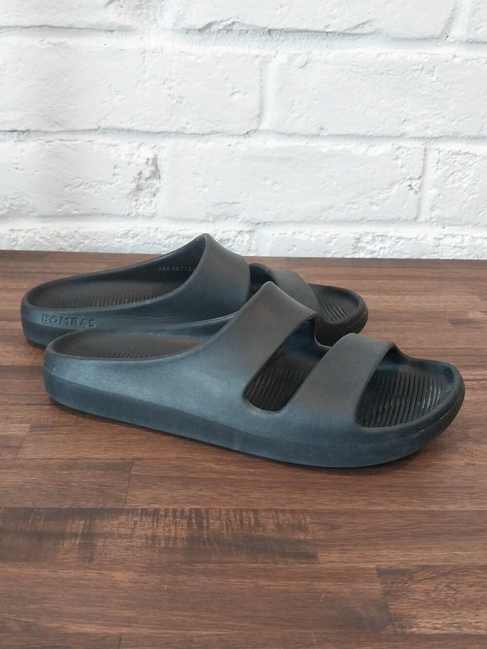 Bombas Black Dual-Strap Slide Sandals